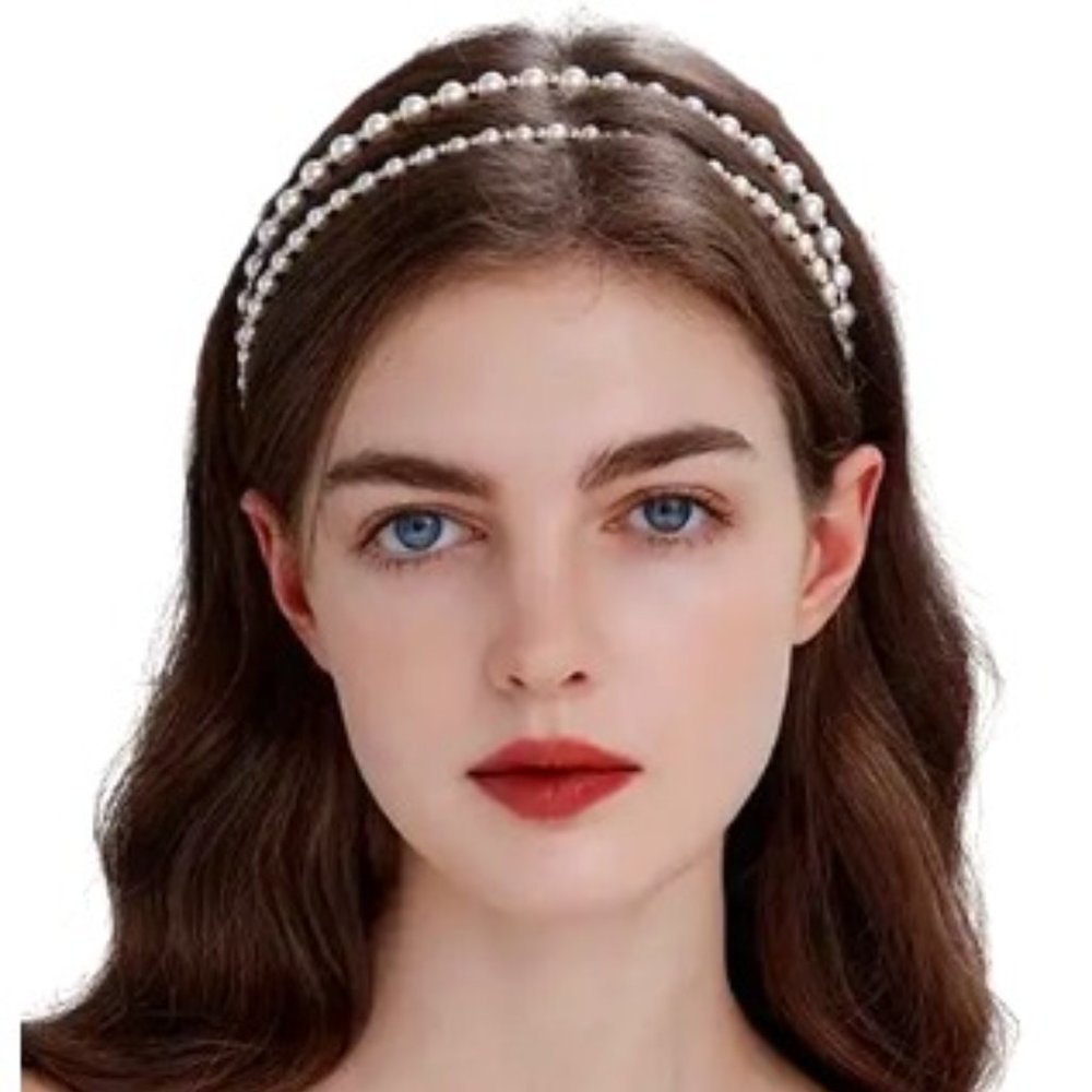 PEARL 2-ROW HEADBAND in White
